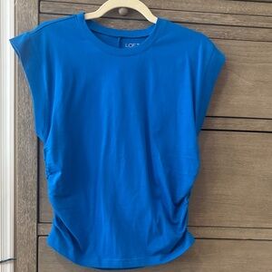 LOFT Vibrant Blue Muscle Tee ruched sides